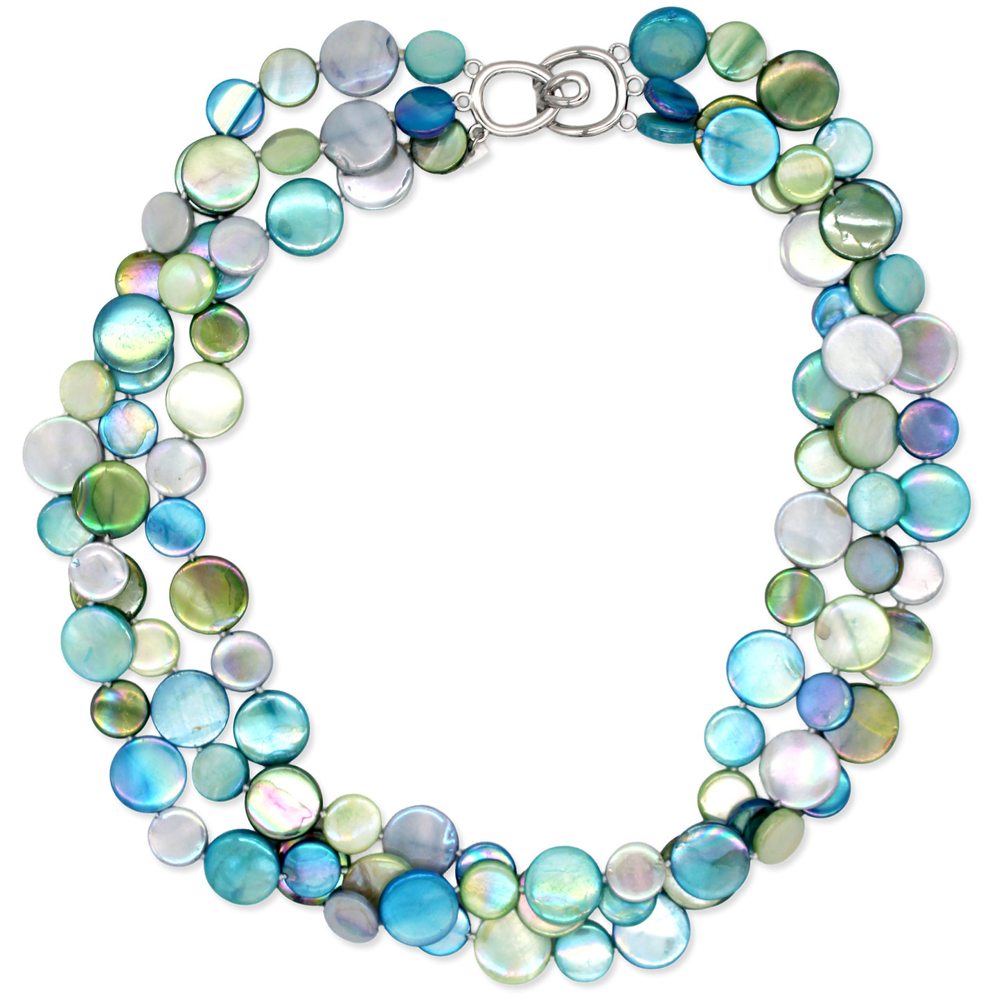 Multicolored beaded bracelet on a white background