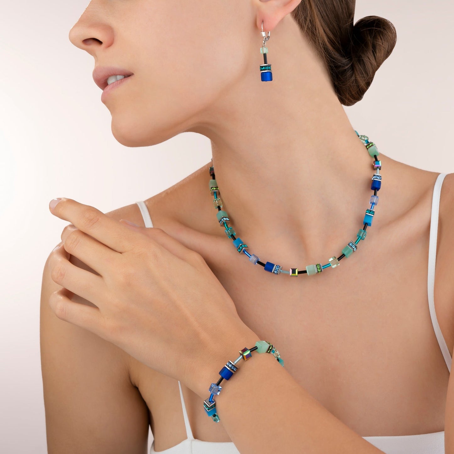 Conjunto de joyería GeoCUBE®: Azul/Verde