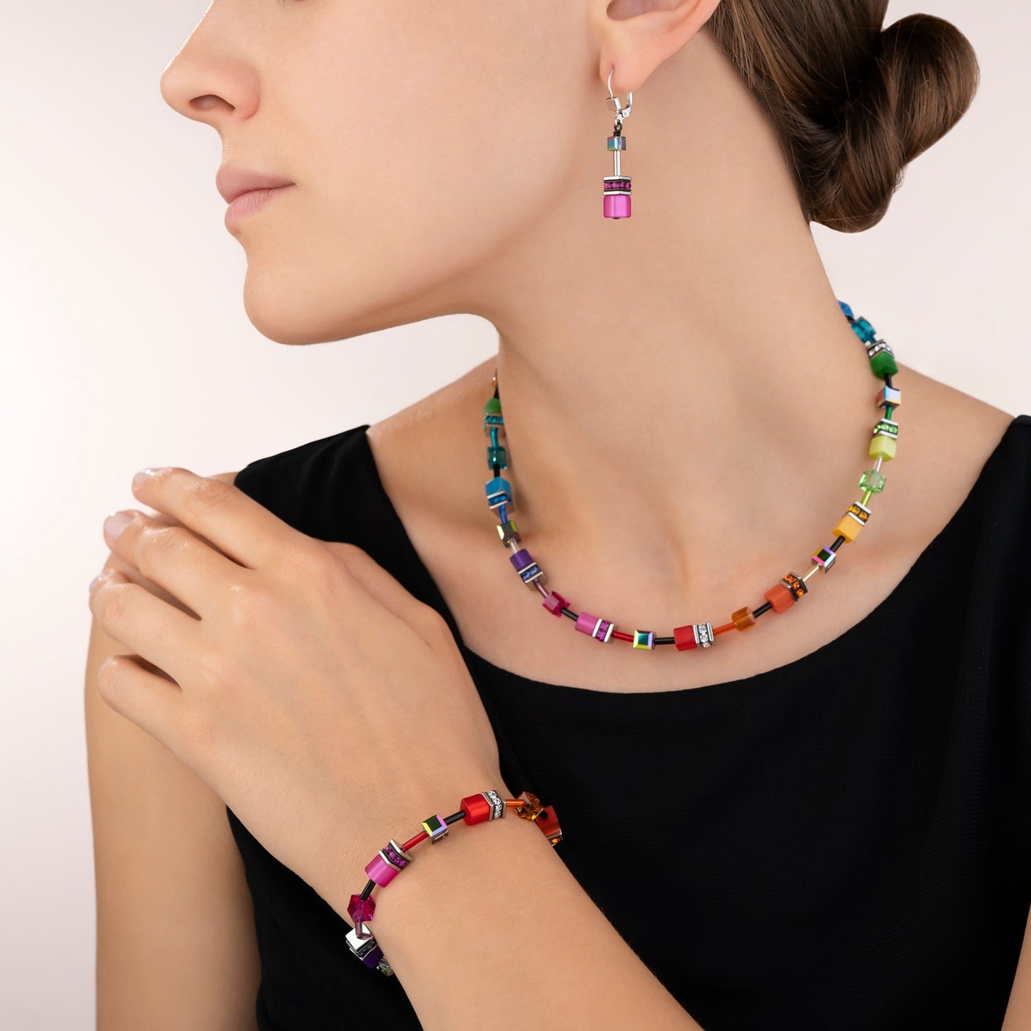 GeoCUBE® Jewelry Set: Rainbow/Silver - Chrysler Museum Shop