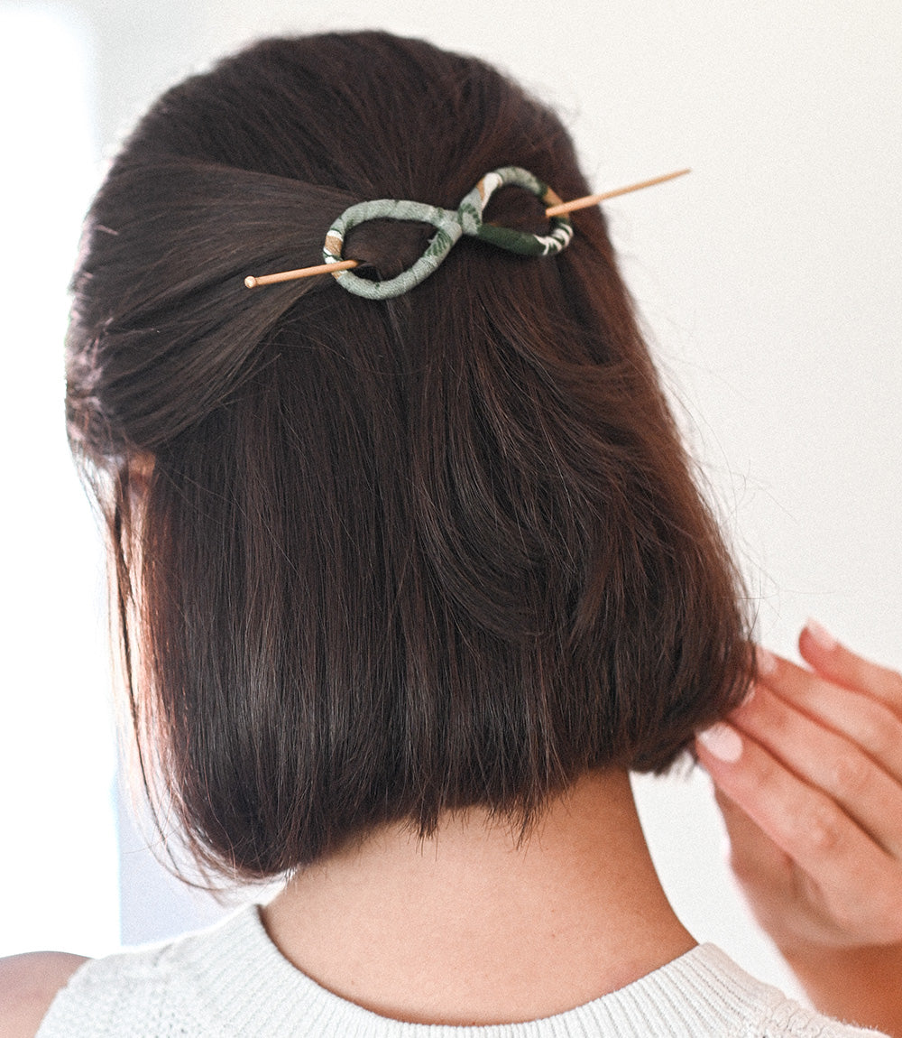 Infinity Hair Slide with Stick (Upcycled Sari Fabric) - Chrysler Museum Shop