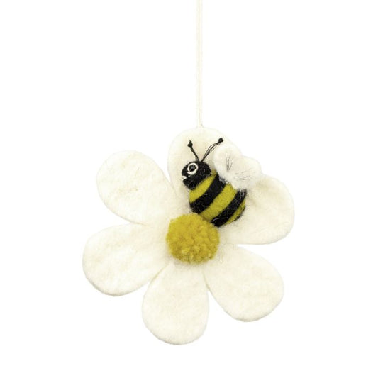 Handmade Wool Bee Bloom Ornament