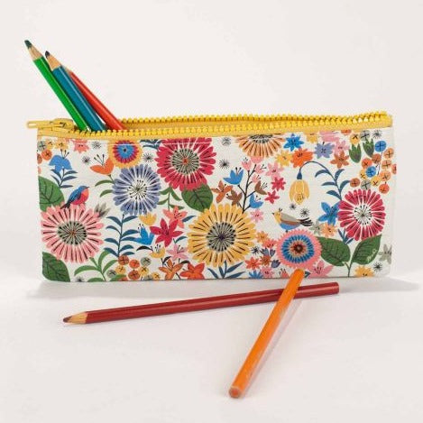 Flower Field Zippered Pencil Pouch - Chrysler Museum Shop
