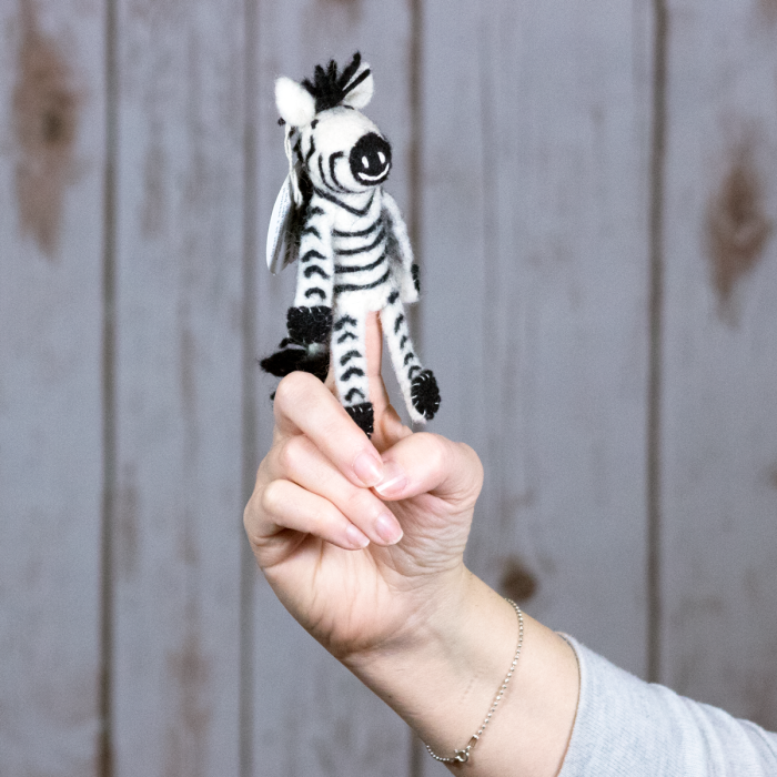 Wild Woolies Finger Puppet: Zebra - Chrysler Museum Shop