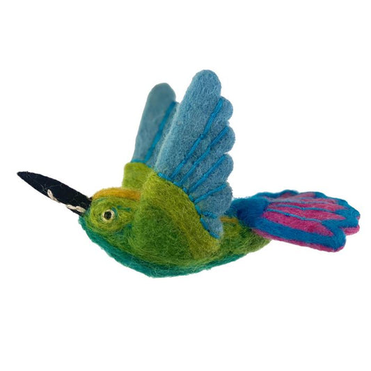Handmade Wool Ornament: Mango Hummingbird