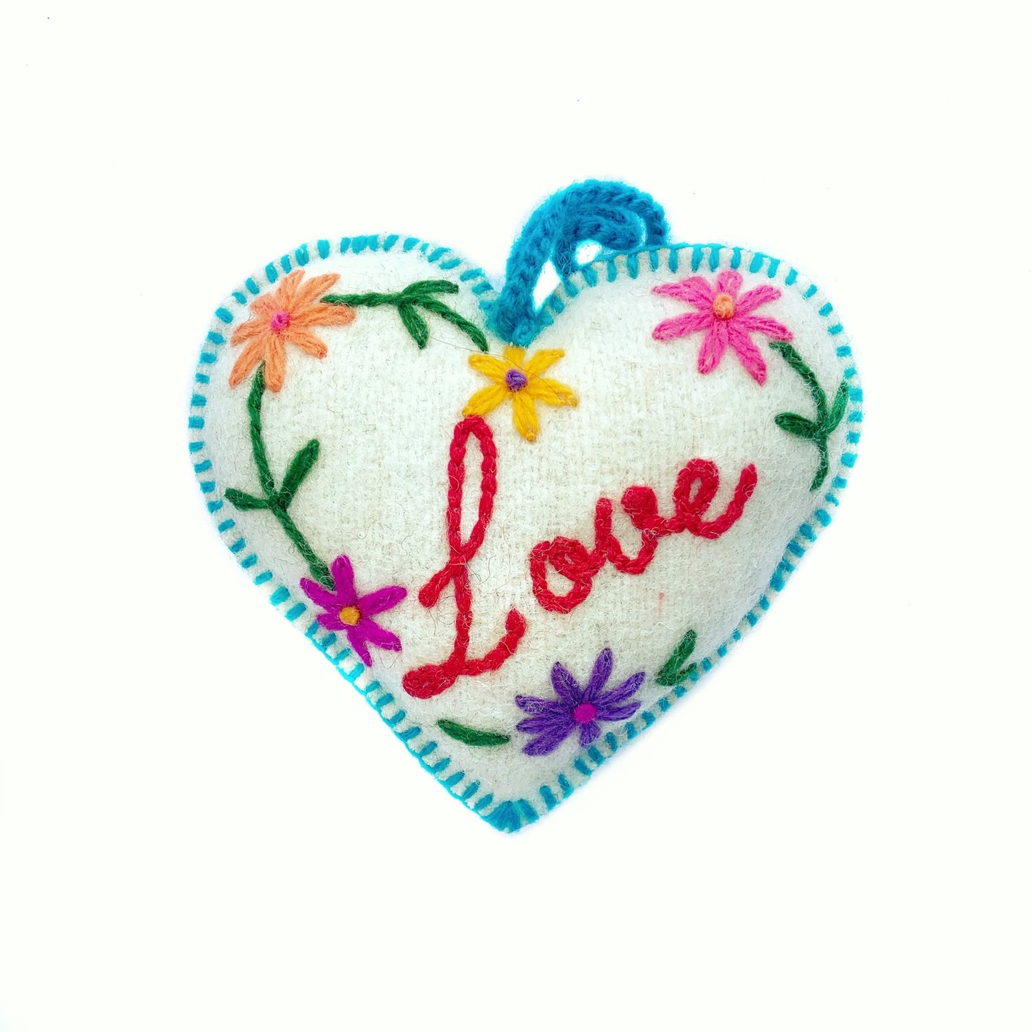 Embroidered Wool Heart Ornament - Chrysler Museum Shop