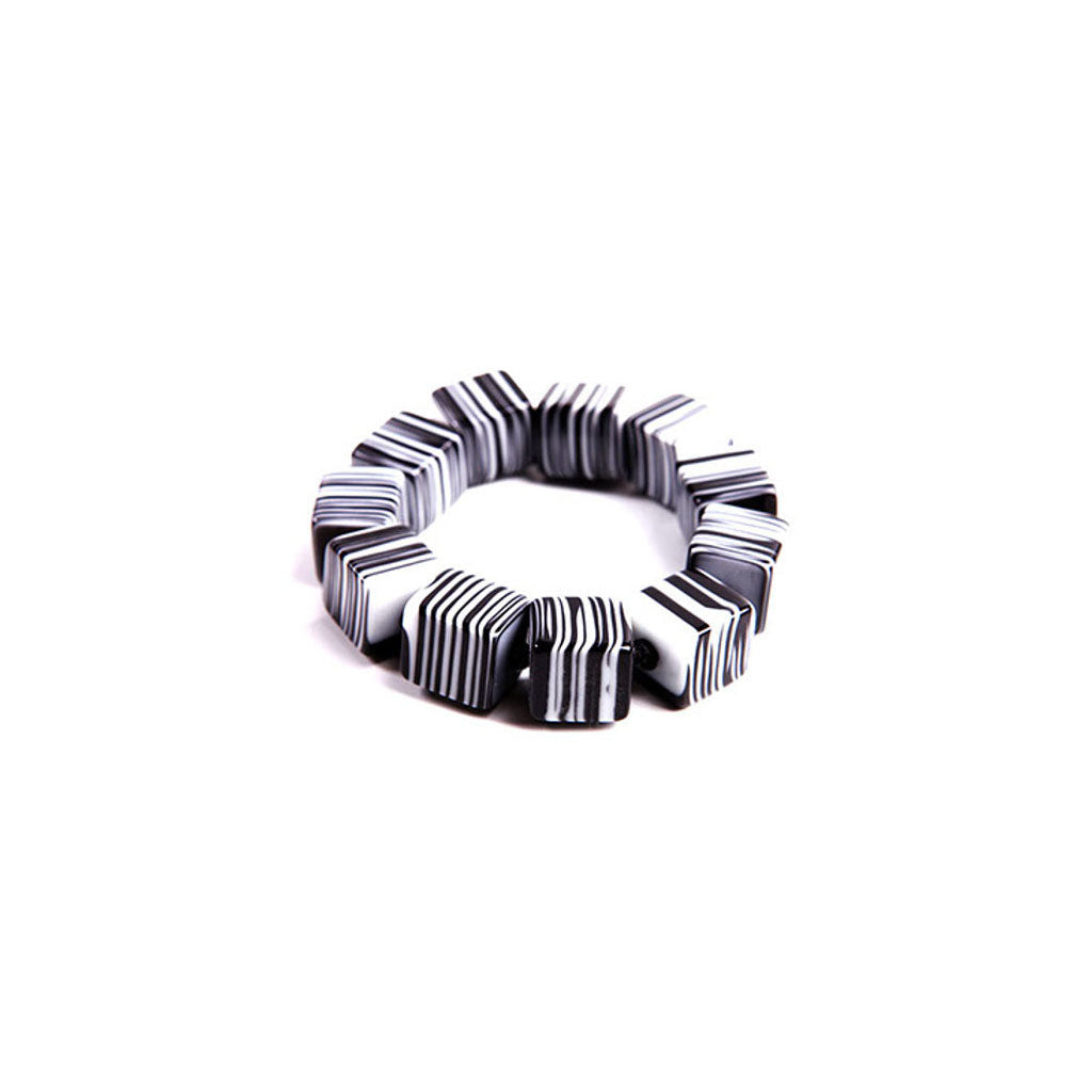 Resin Bracelet: Black & White Layers - Chrysler Museum Shop
