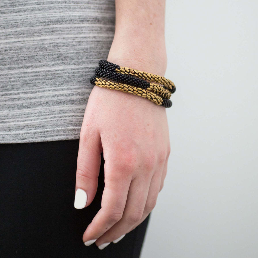 Statement Set of 3 Roll-On Bracelets: Hema Black - Chrysler Museum Shop