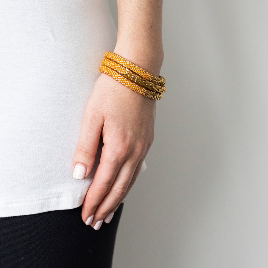 Statement Set of 3 Roll-On Bracelets: Hema Gold - Chrysler Museum Shop