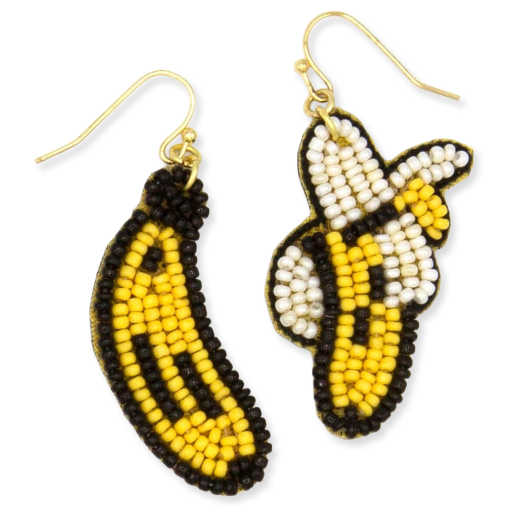 Beaded banana earrings