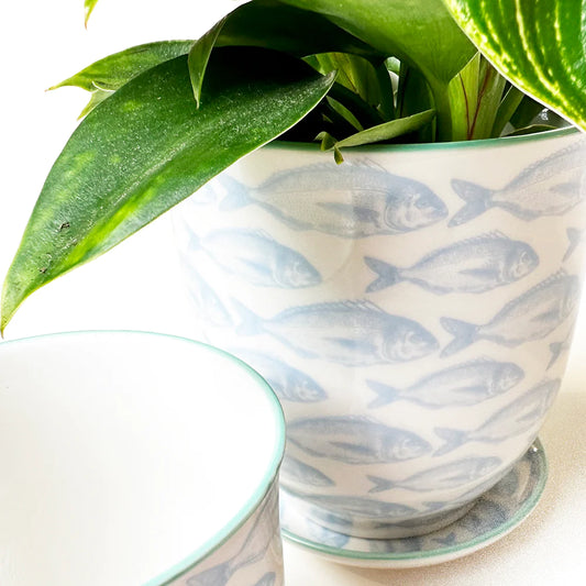 Liberte Porcelain Pot with Saucer: Fish