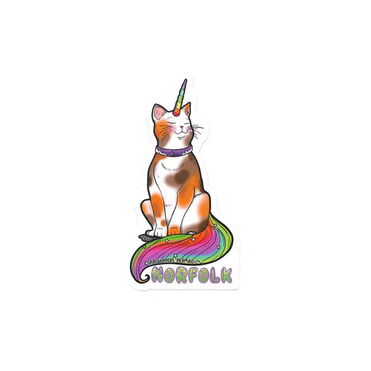 Rainbow Unicorn Cat Norfolk Vinyl Sticker
