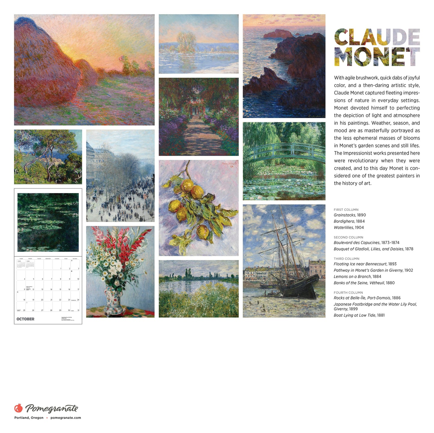Claude Monet 2026 Wall Calendar (Back) - Chrysler Museum Shop