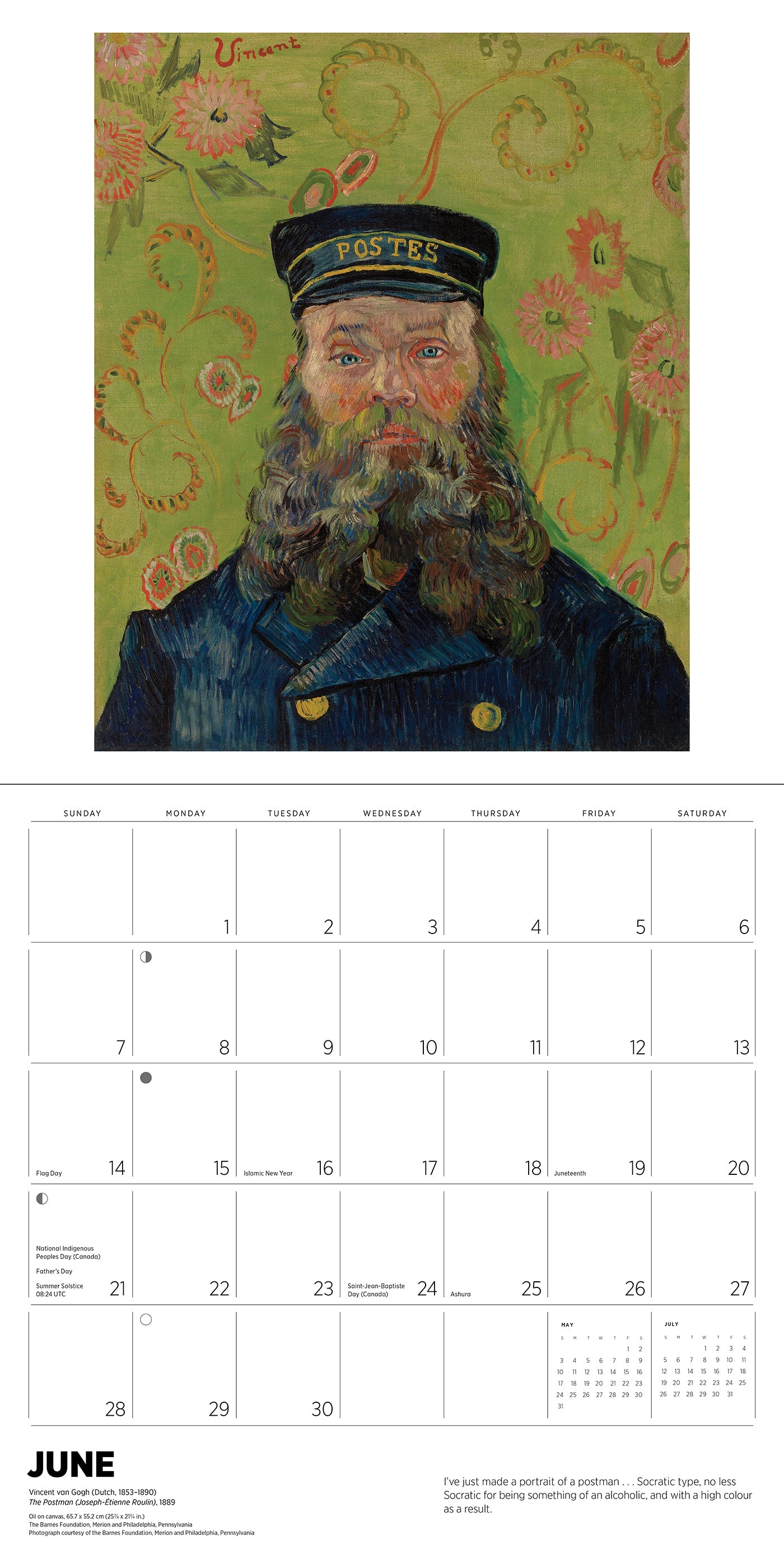 Calendar page with a portrait of a man in a uniform on a floral background