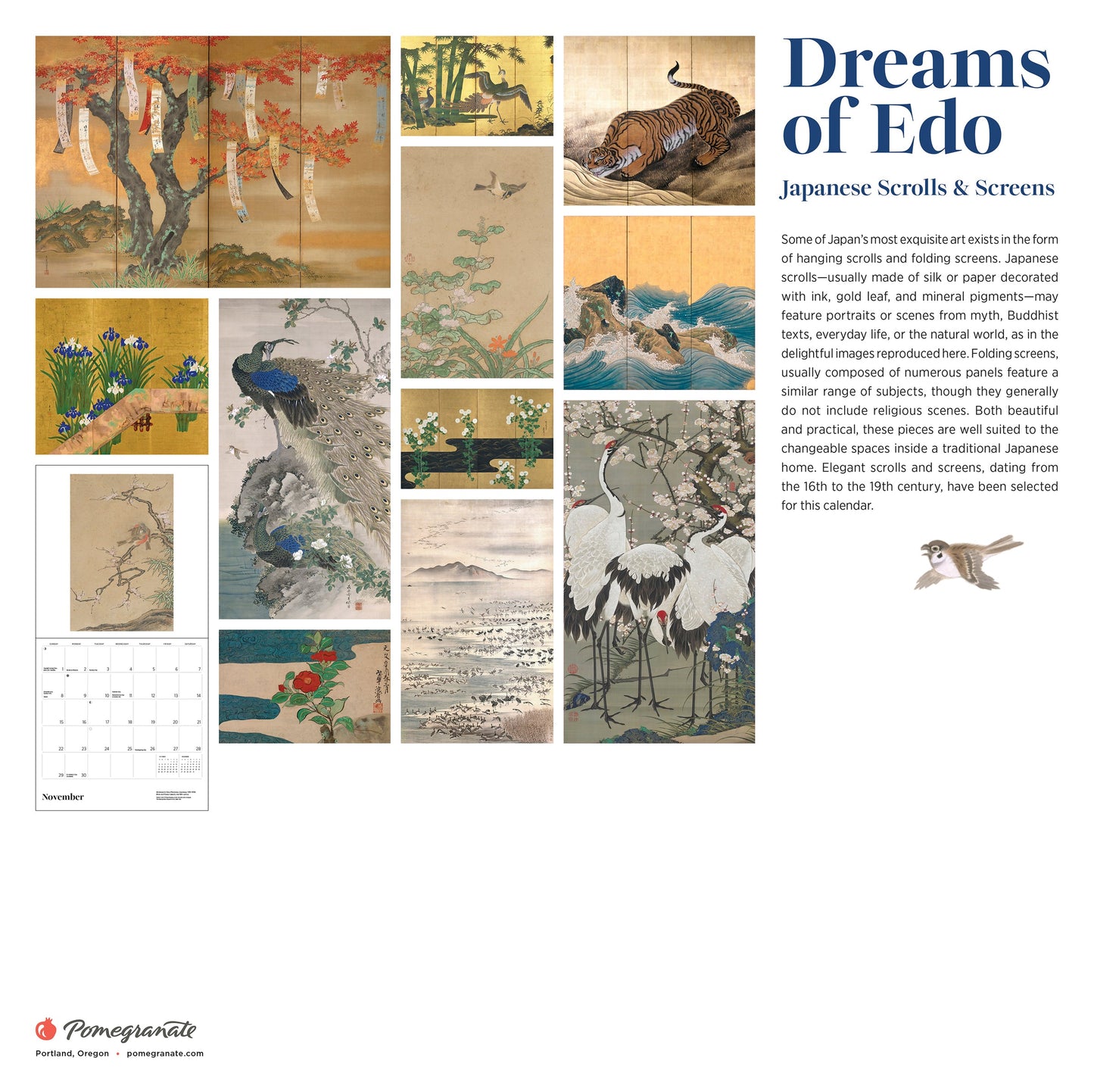 Dreams of Edo: Japanese Scrolls & Screens 2026 Wall Calendar (Back) - Chrysler Museum Shop