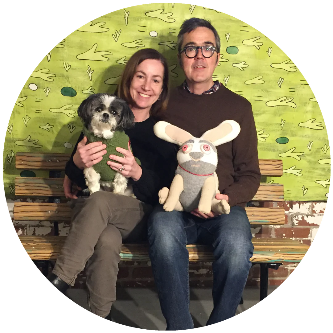 Kamibashi founders Kristen and Chris Daniels, with Pupperoo