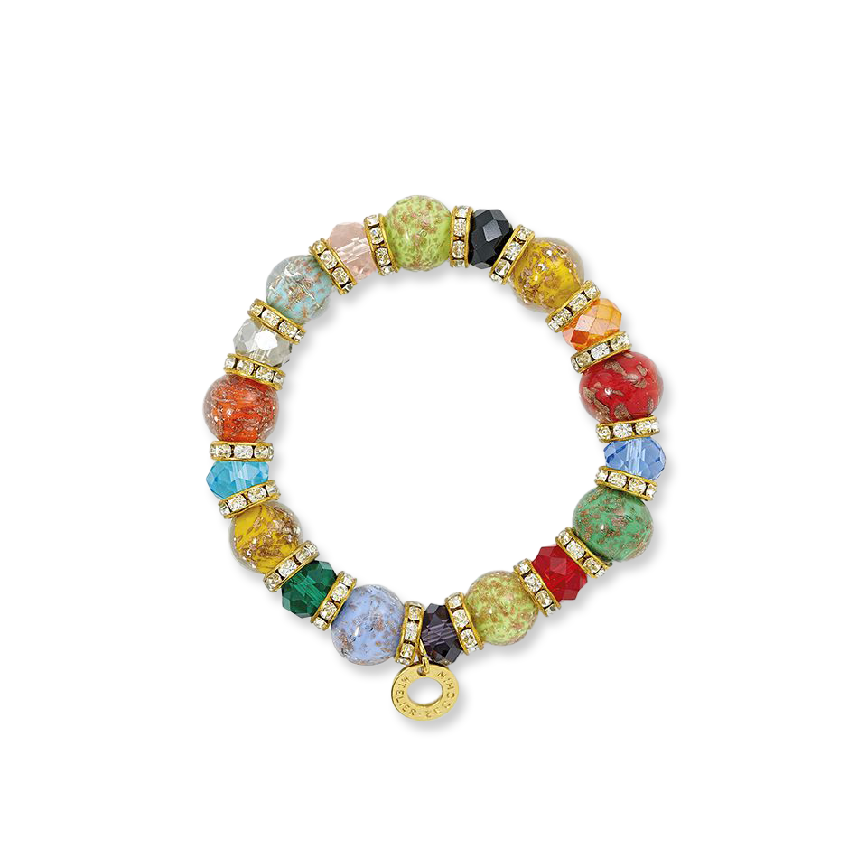 Avventurina Elastic Bracelet with Murano Glass Beads & Crystals - Chrysler Museum Shop