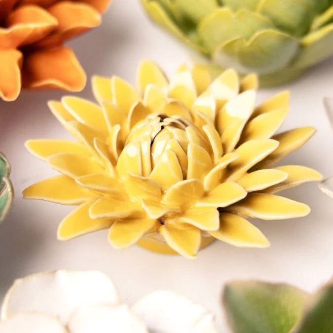 Ceramic Wallflower Burnt Yellow Strawflower