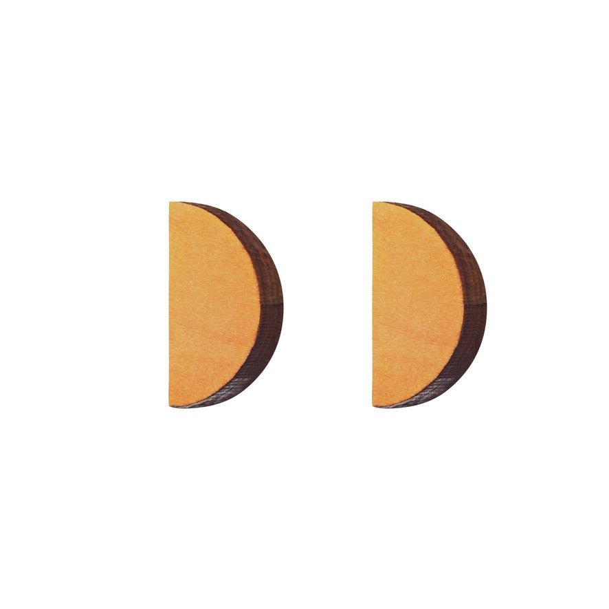 Half Moon Wooden Stud Earrings in Natural - Chrysler Museum Shop