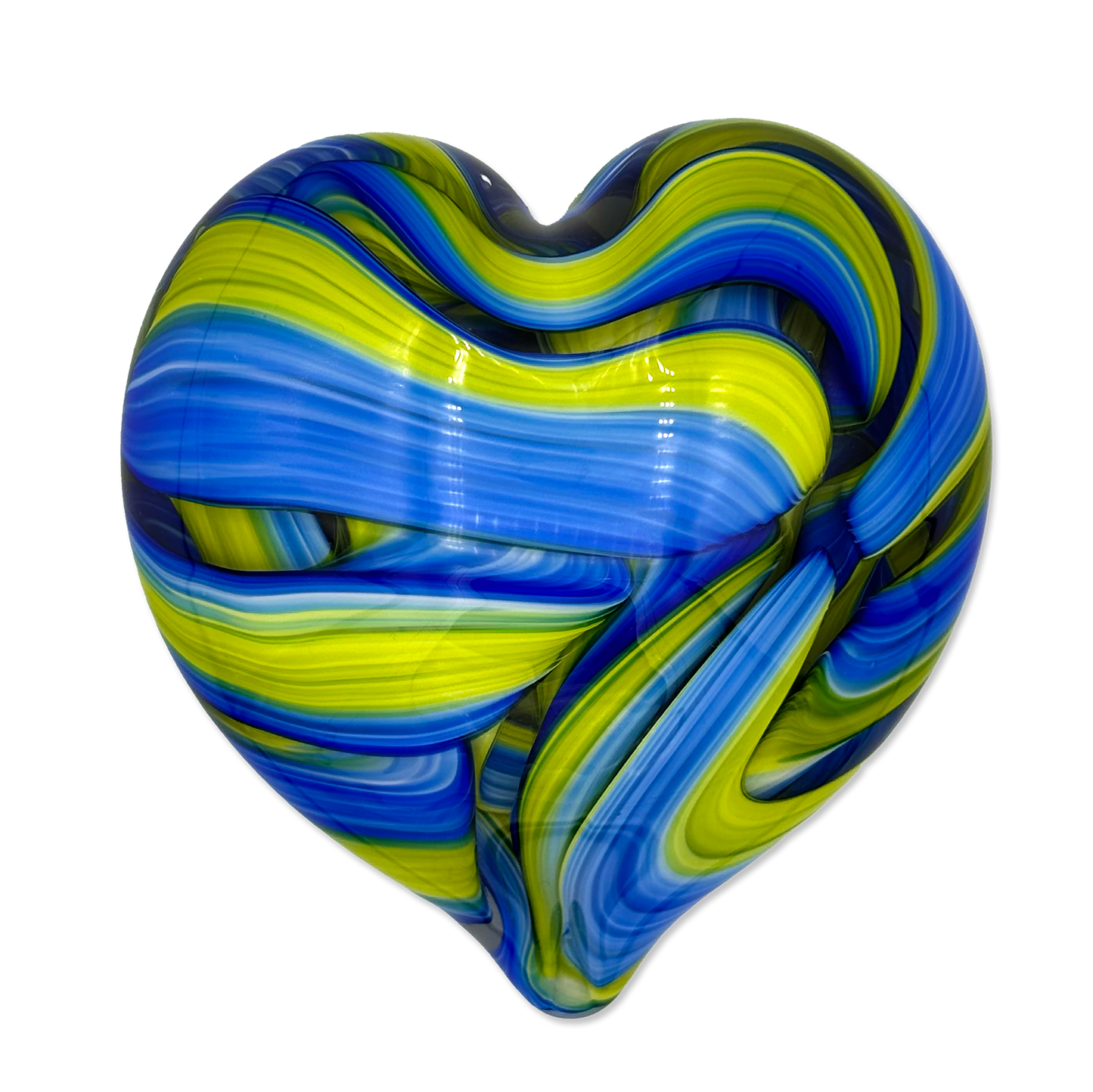 Glass Ribbon Heart Paperweight