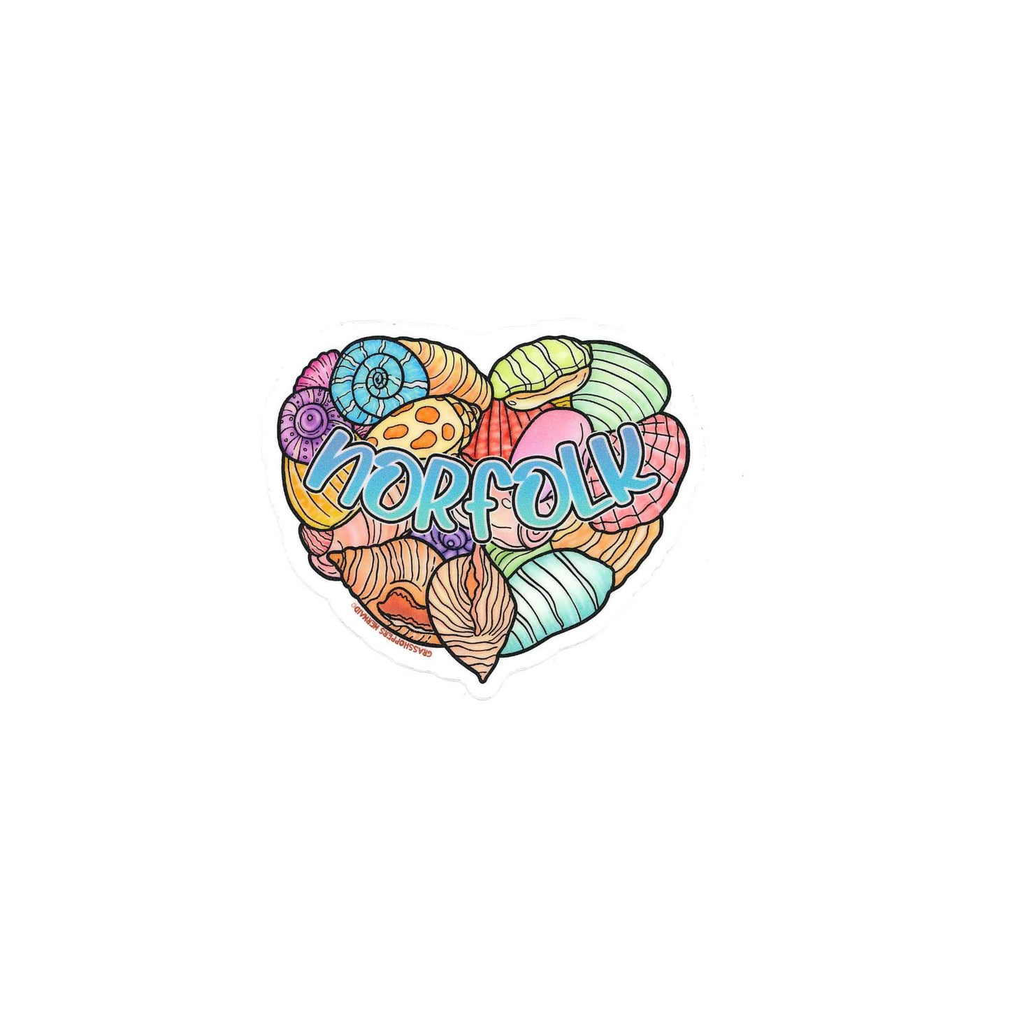 Seashell Heart Norfolk Vinyl Sticker - Chrysler Museum Shop