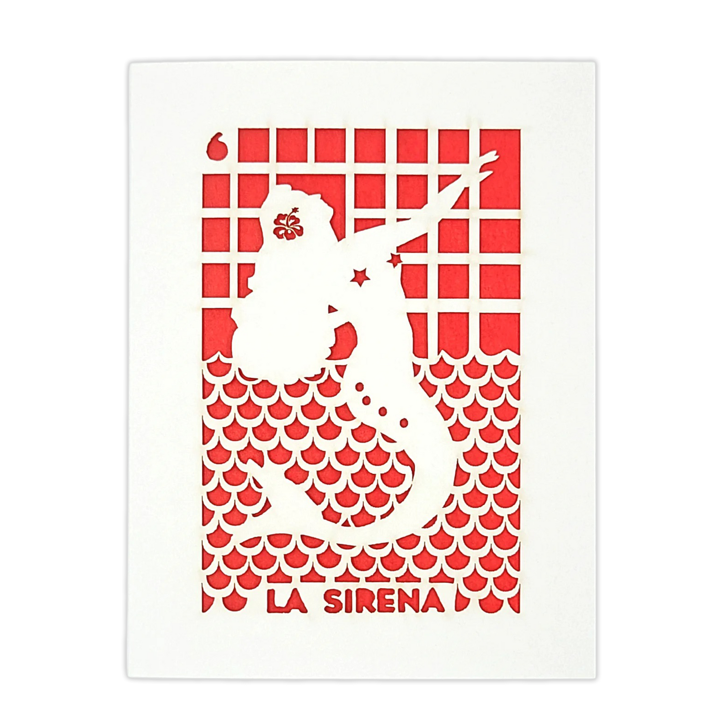 Papel Picado Greeting Card: La Sirena - Red