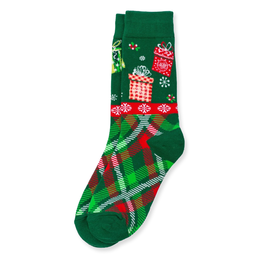 Green Tartan Christmas Socks