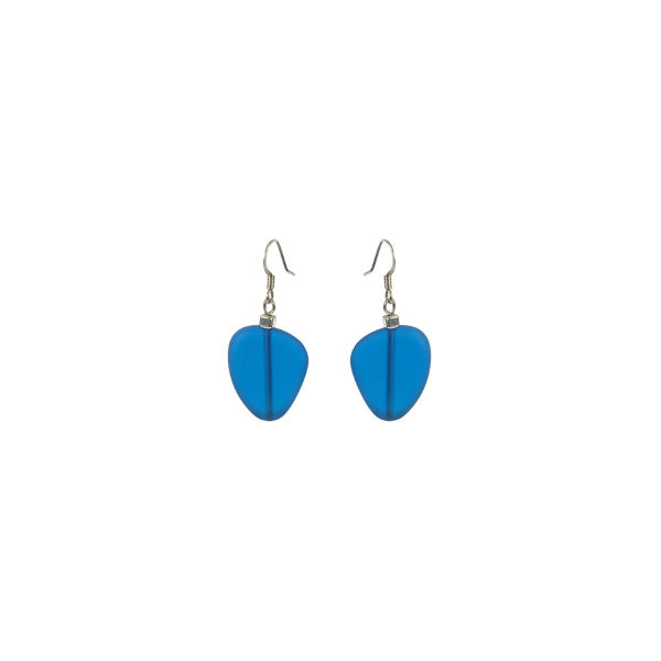 Recycled Glass Earrings: Blue