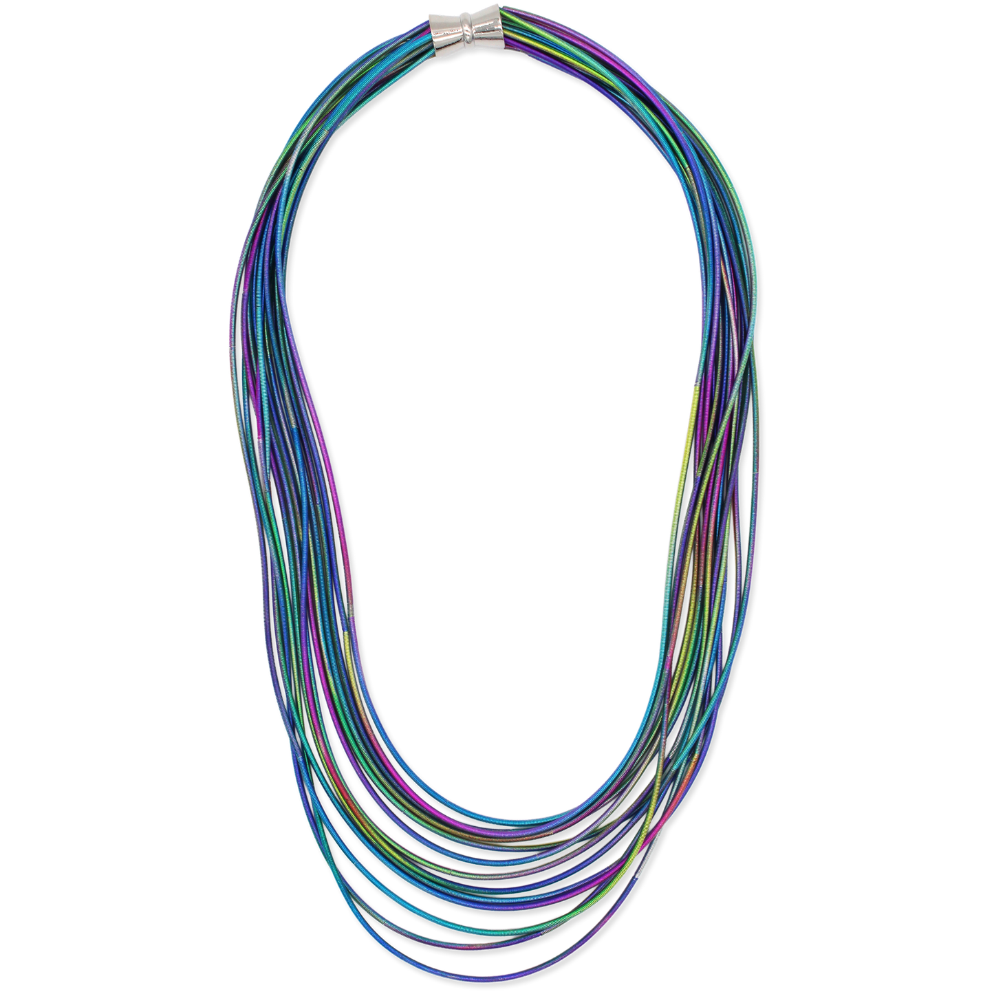 Multicolored necklace on a white background