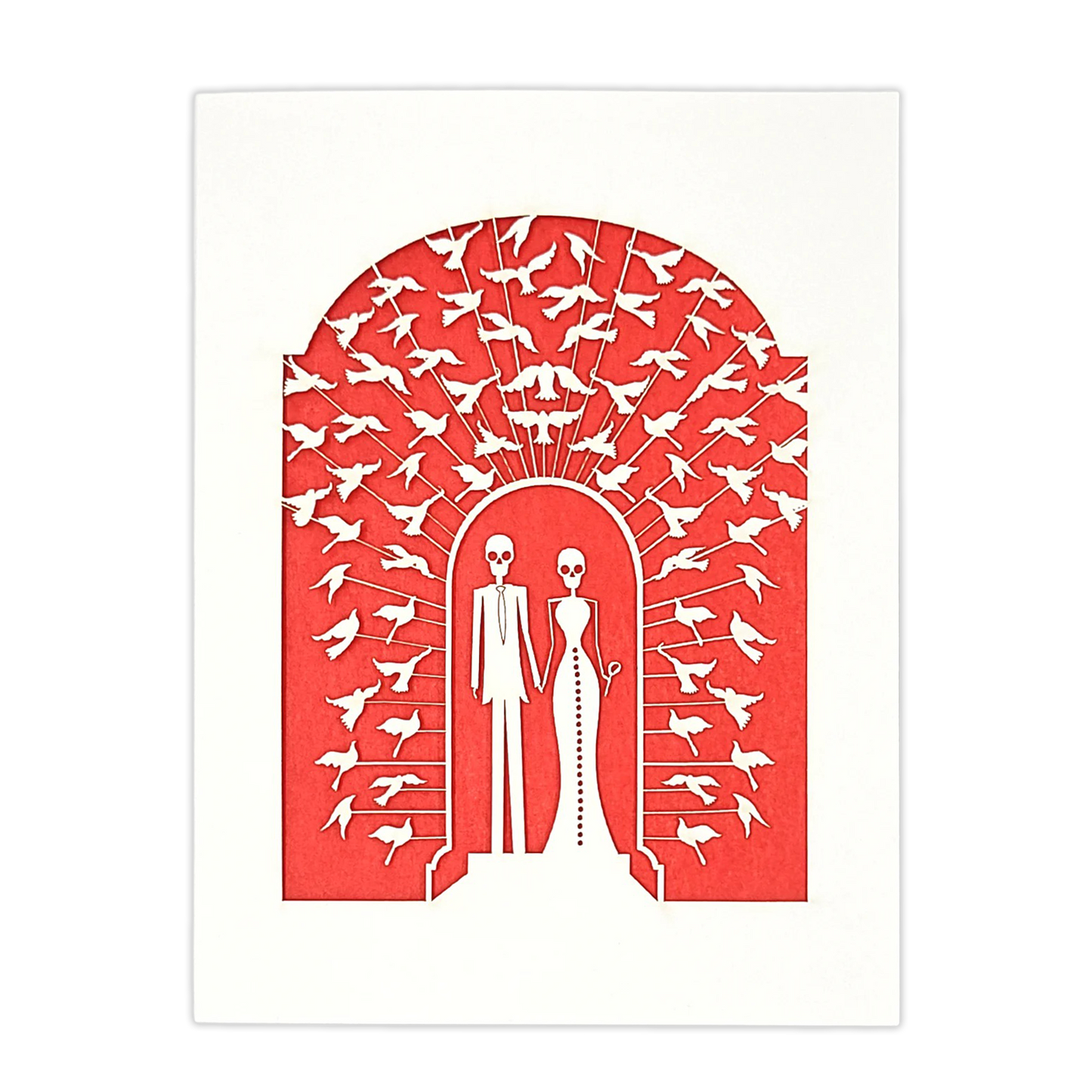 Papel Picado Wedding Card: Bride & Groom - Red