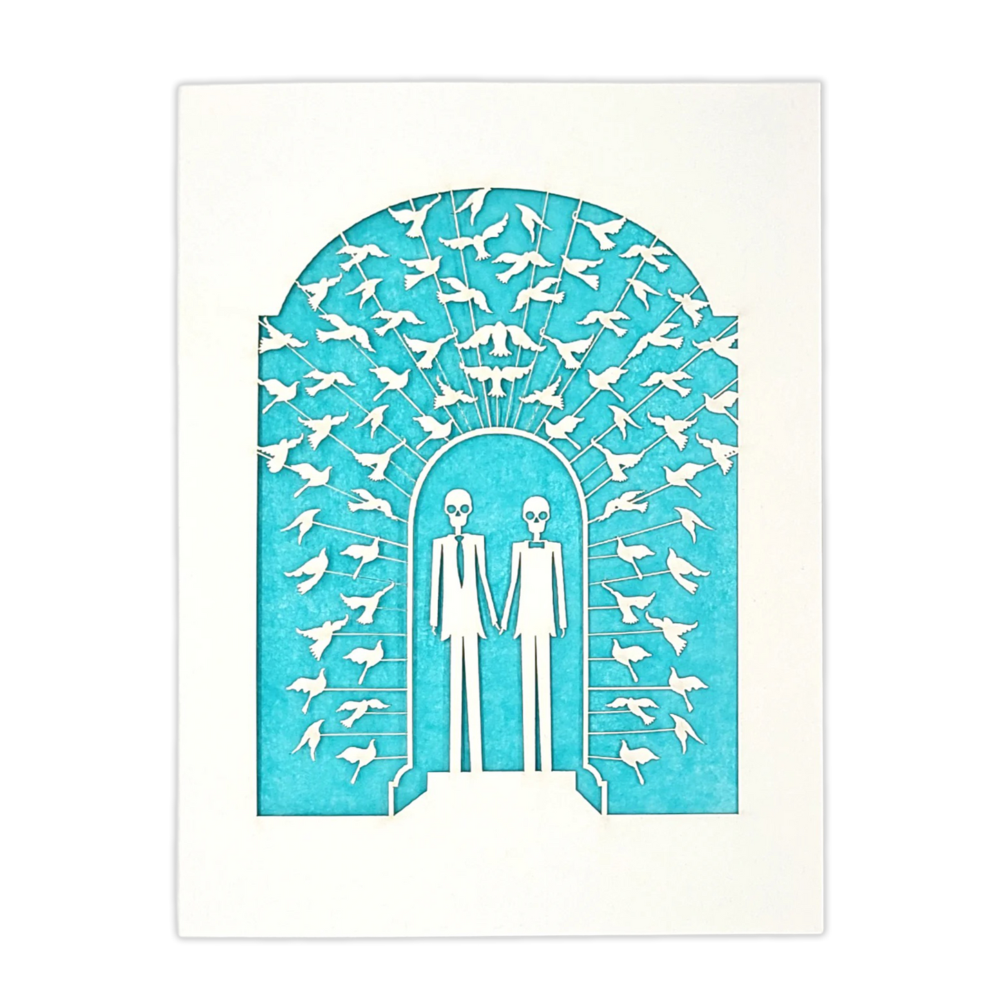 Papel Picado Wedding Card: Groom & Groom - Aqua