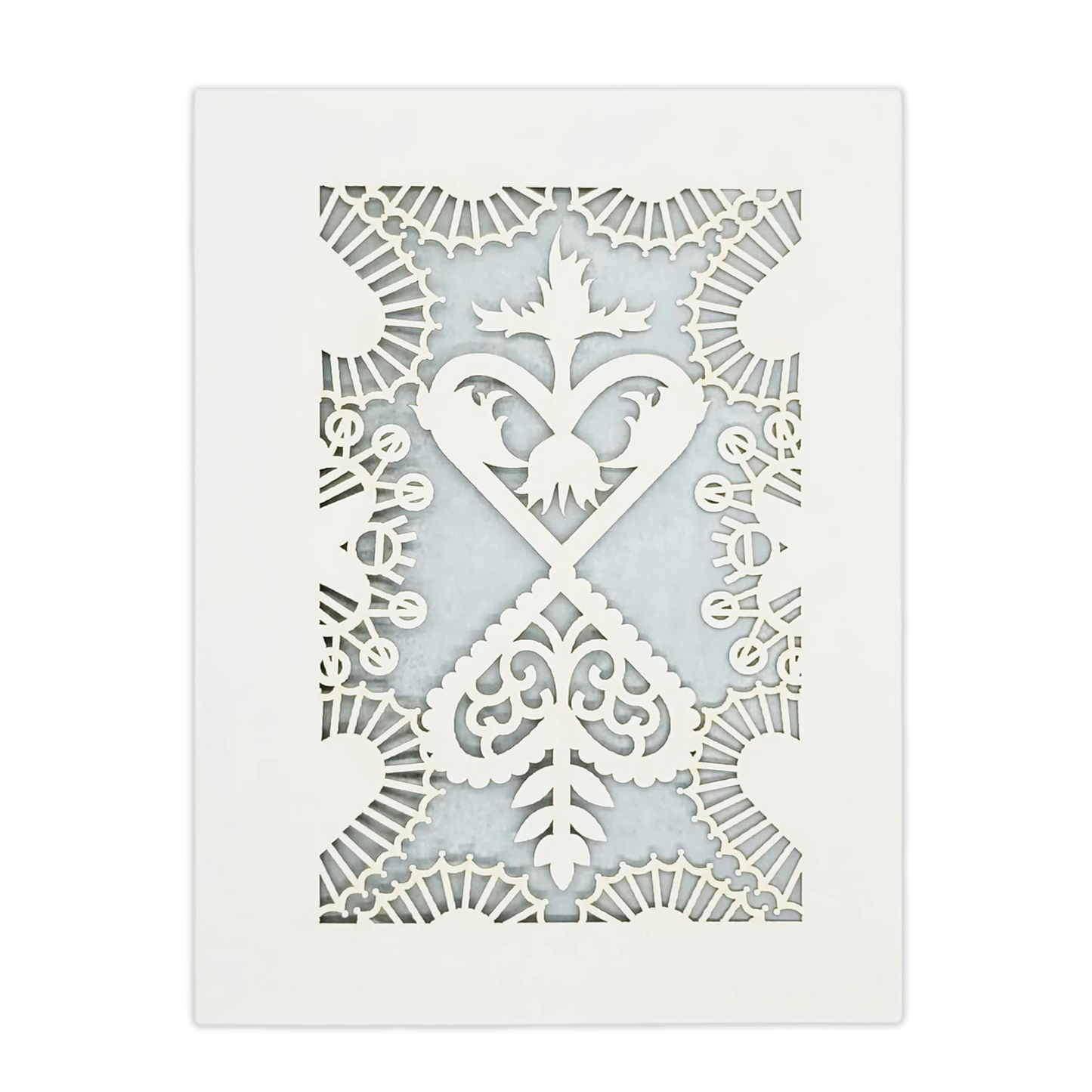 Papel Picado Greeting Card: Converging Hearts Gray