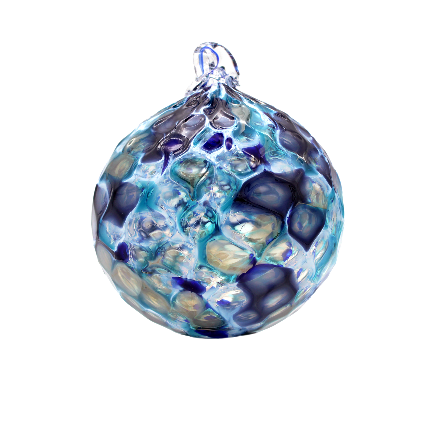 Adorno redondo de cristal: mezcla azul