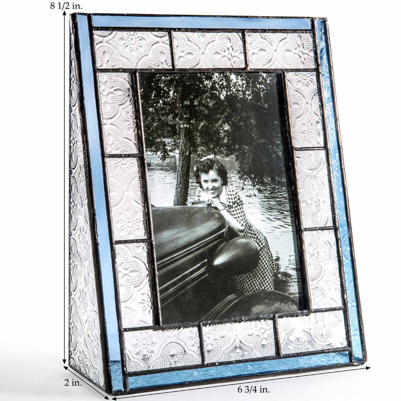 Leaded Glass Picture Frame (Vintage Blue, 4 × 6 Vertical) - Chrysler Museum Shop