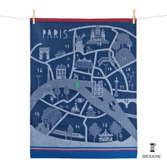 Embroidered Tea Towel: Parisian Neighborhoods