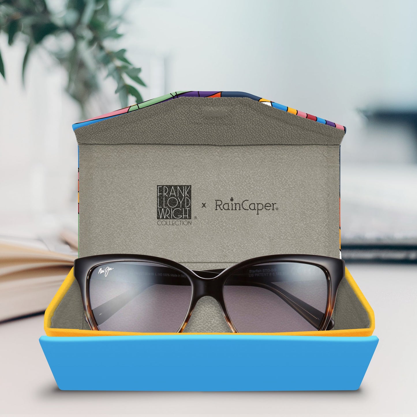 Frank Lloyd Wright's "Hoffman Rug" Eyeglasses Case + Microfiber Lens Cloth (Open/In use) - Chrysler Museum Shop