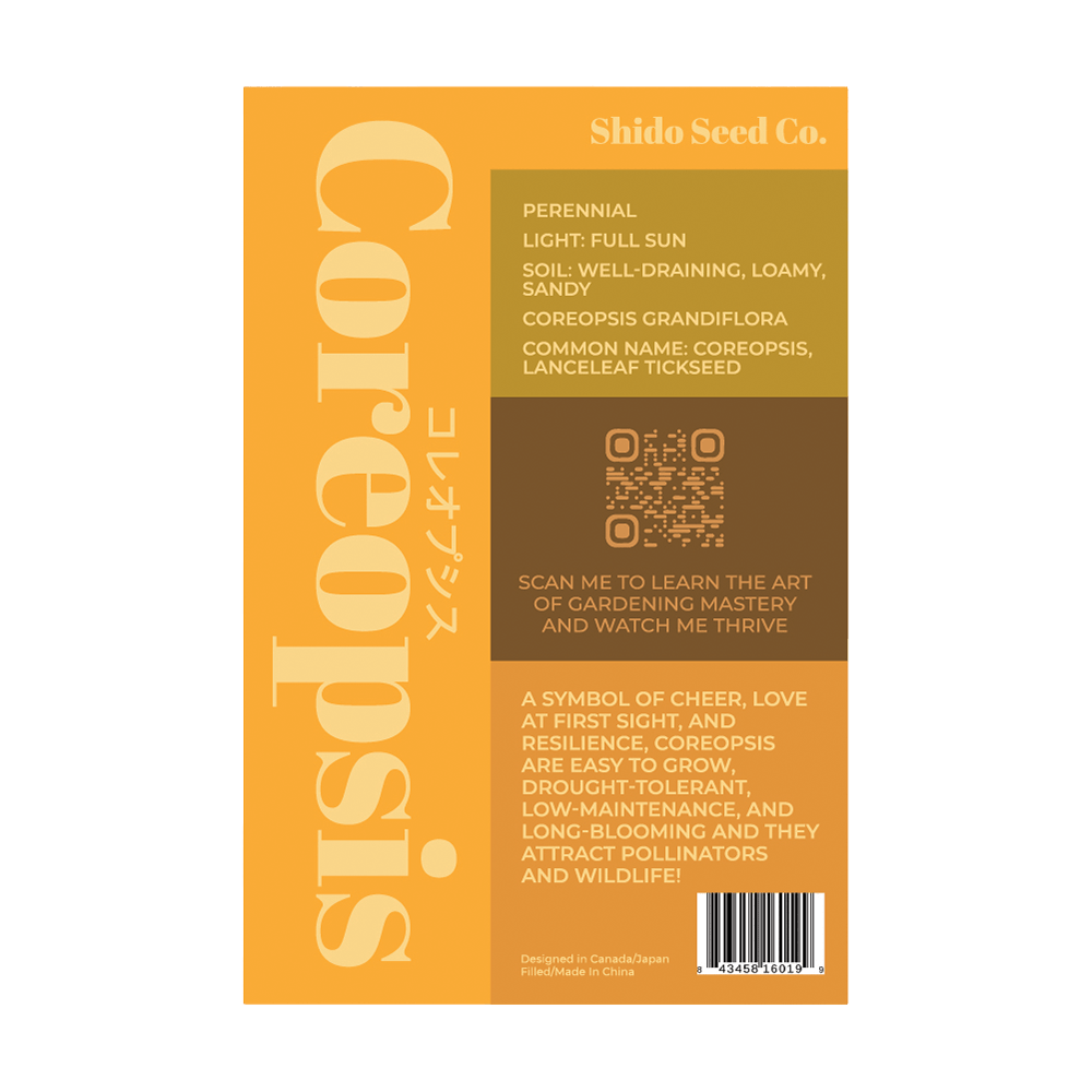 Coreopsis Flower Seed Packet (Back) - Chrysler Museum Shop