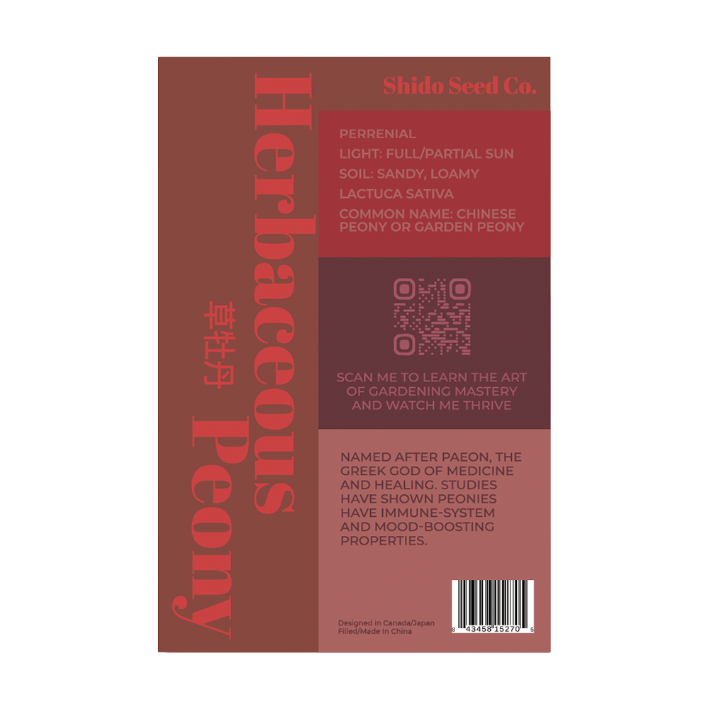 Herbaceous Peony Flower Seeds Packet