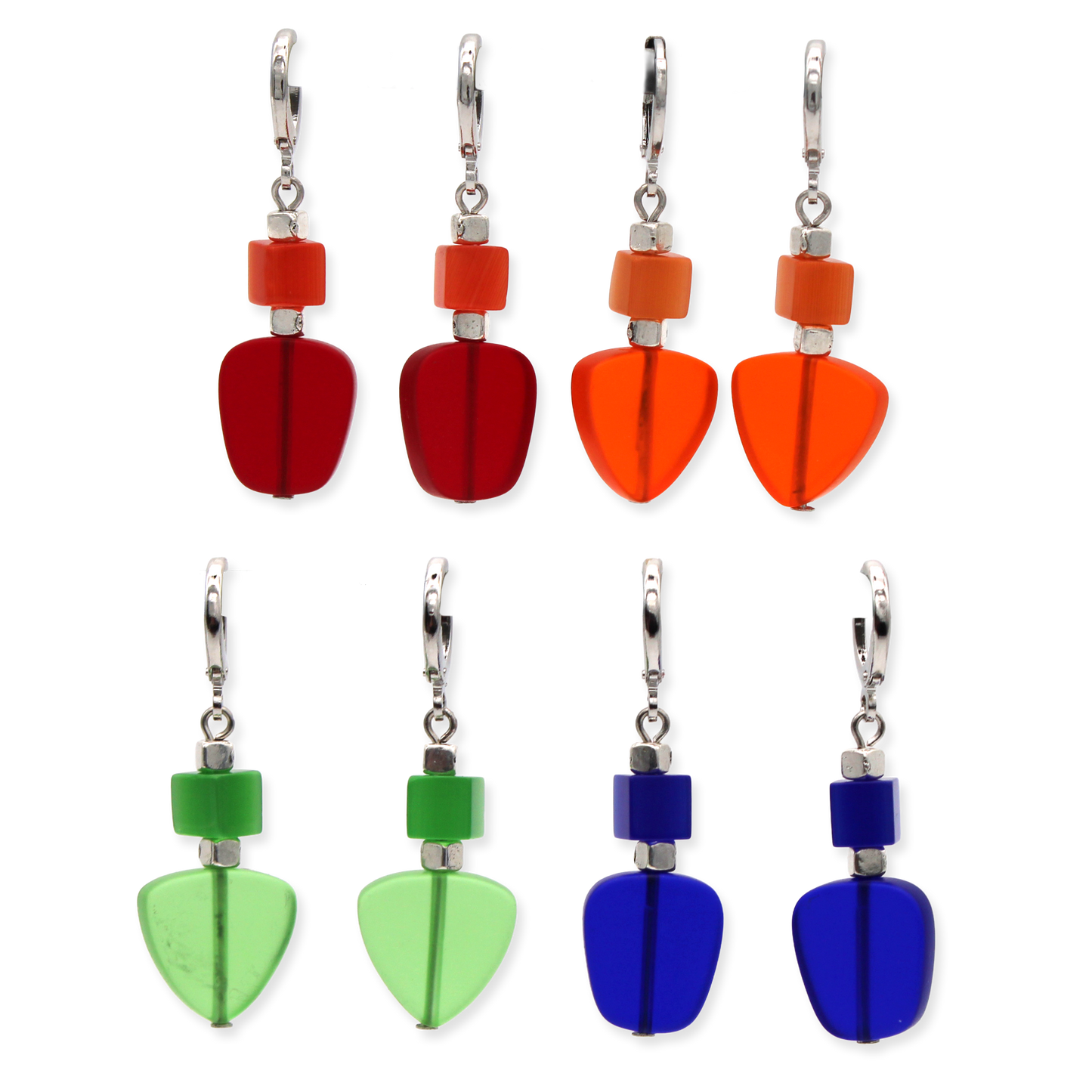 Recycled Glass Earrings with Fiber Optic Beads - Chrysler Museum Shop