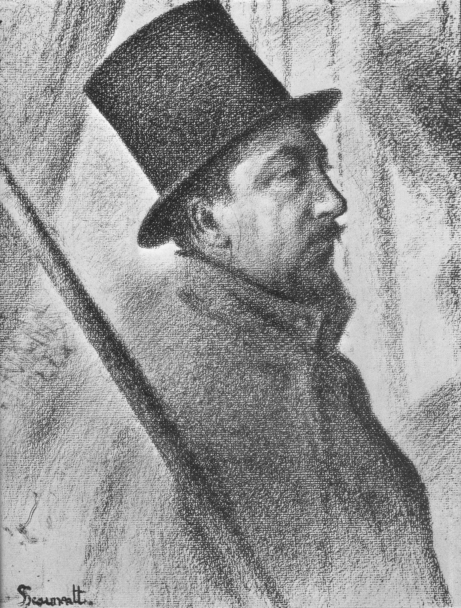 Portrait of Paul Signac in conté crayon by Georges Seurat, c. 1890