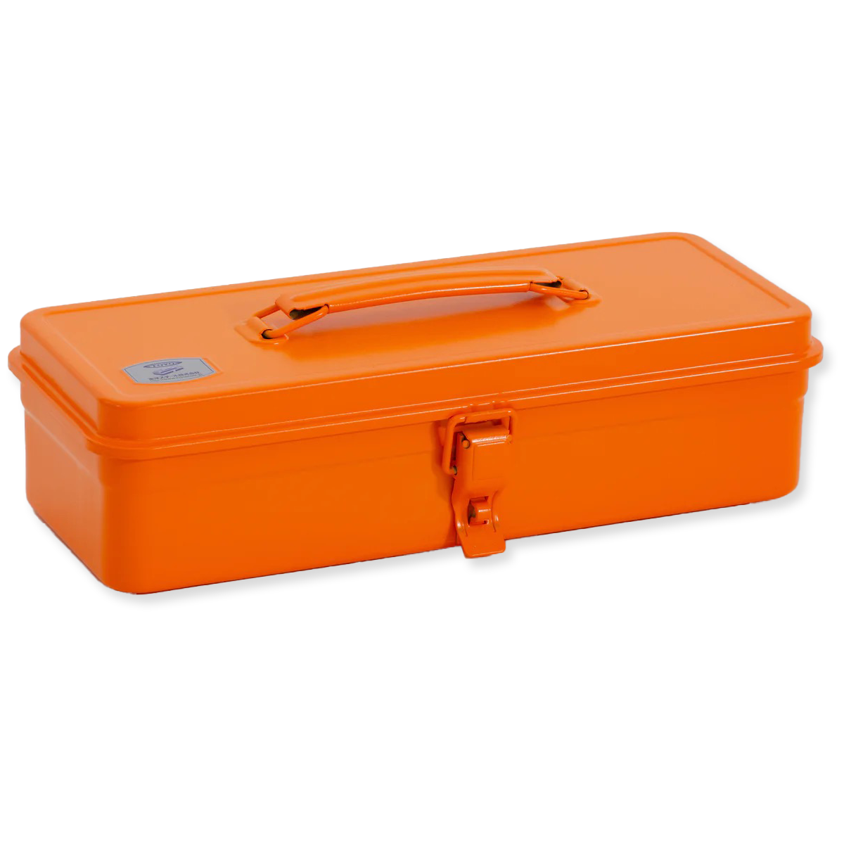 Orange toolbox with a handle on a white background