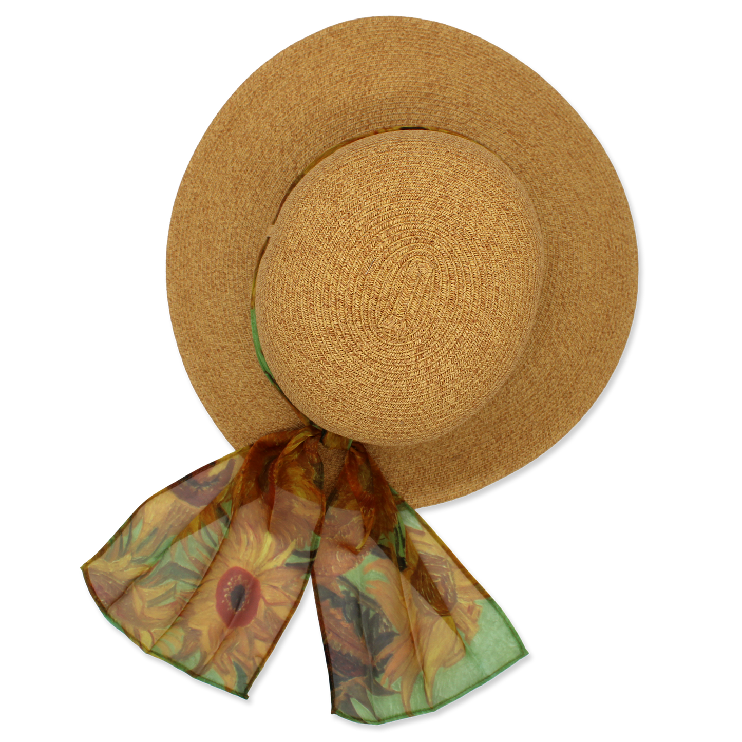 Straw Sunhat with van Gogh's Sunflowers Scarf - Chrysler Museum Shop