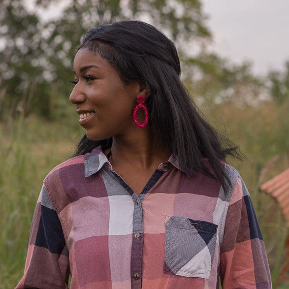 Fiesta Hoop Earrings (Berry) - Chrysler Museum Shop