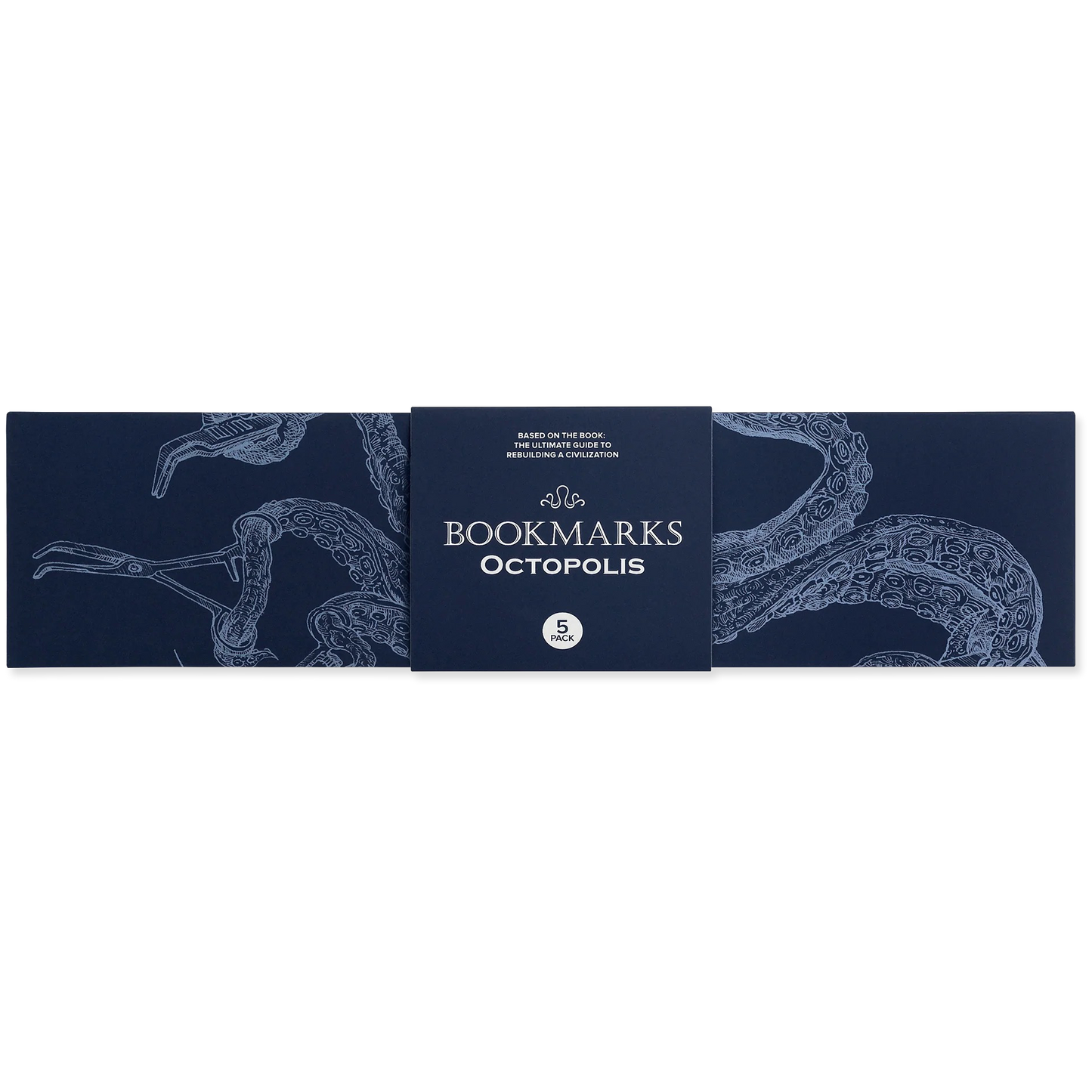Pack of bookmarks with octopus design on a blue background