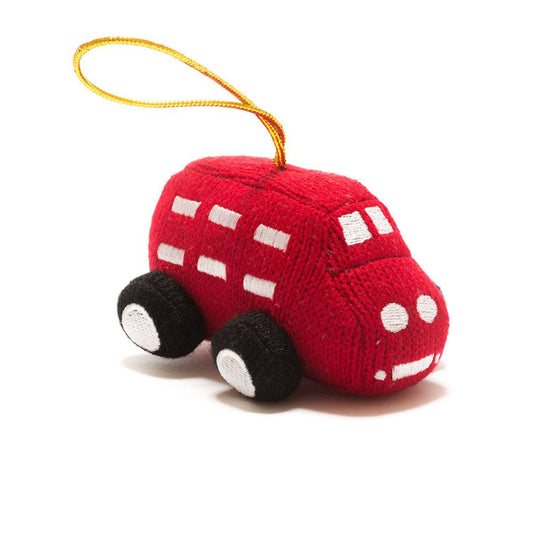 Knitted Ornament: Double Decker Bus