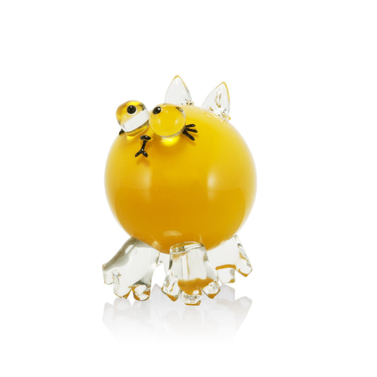 Glass Kitten Sculpture (Yellow)
