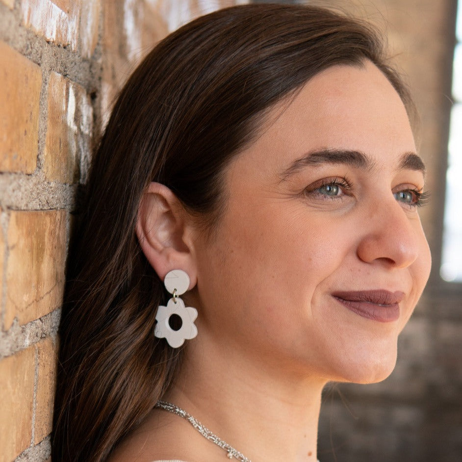 Clay "Hot Hippie" Earrings (White)