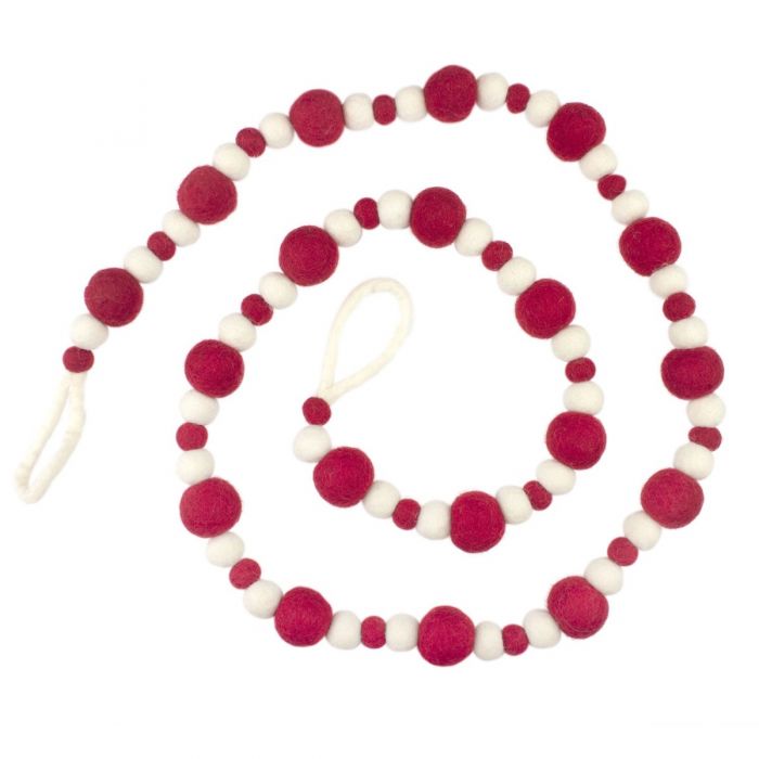 Red & White Holiday Wool Felt Garland - Chrysler Museum Shop