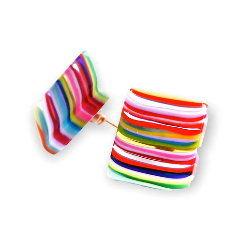 Brazilian Layered Square Stud Earrings - Chrysler Museum Shop