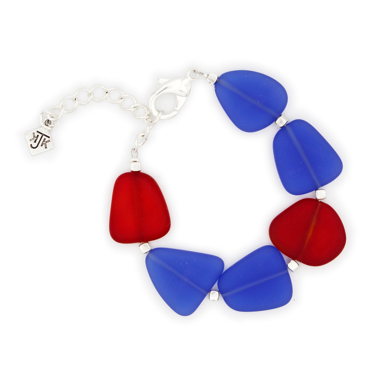 Two-tone 'Alma' Bracelet with Frosted Recycled Glass and Silver Beads - Chrysler Museum Shop