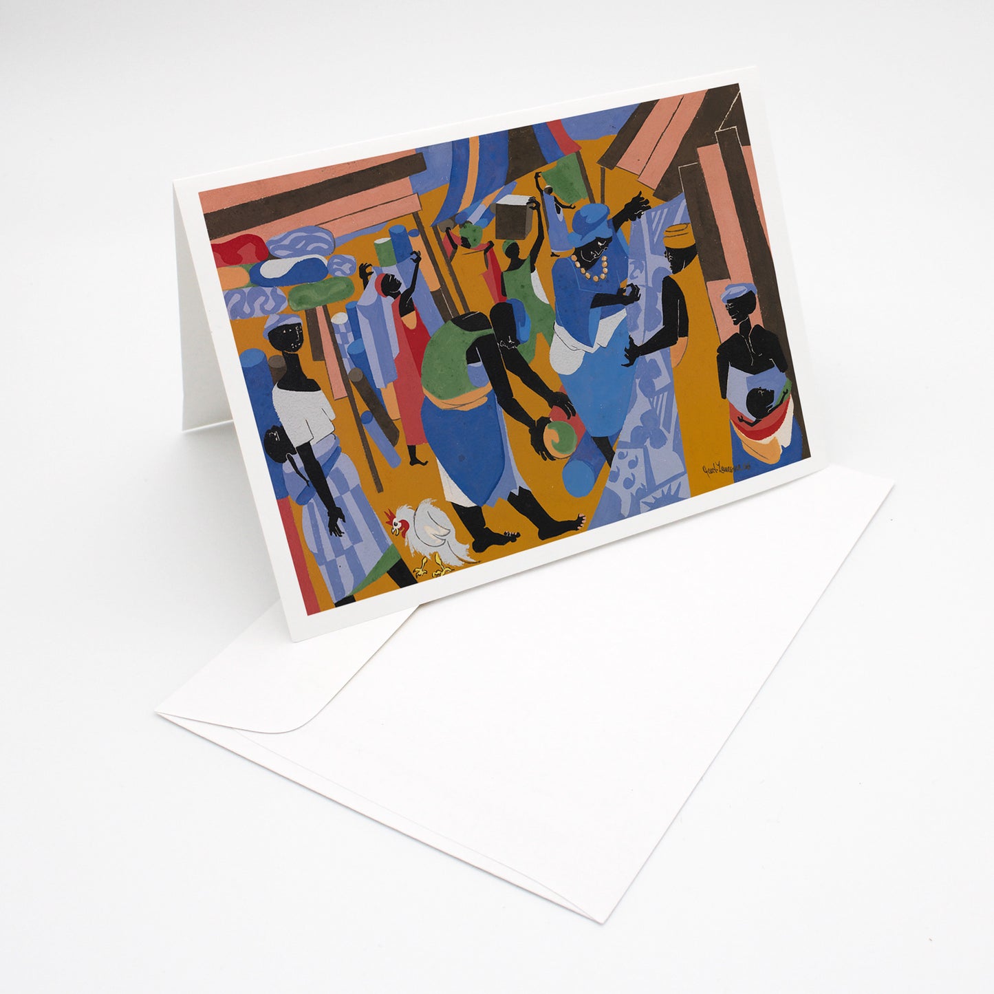 Jacob Lawrence, "Market Scene" Notecard - Chrysler Museum Shop